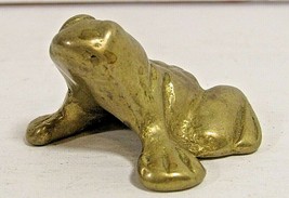 Vintage Solid Brass Frog Miniature Gold Paperweight Figurine Decor 1&quot;X1.5&quot; - £14.93 GBP