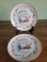 Merry Christmas Peter Rabbit plates 1999 By Wedgwood  set of 2 - £18.67 GBP