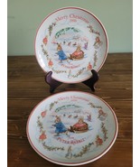 Merry Christmas Peter Rabbit plates 1999 By Wedgwood  set of 2 - £18.38 GBP