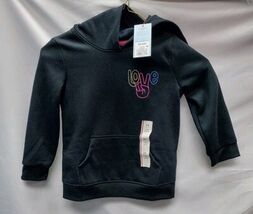 Cat & Jack Girls' XS (4/5) Fleece Pullover Hoodie Black Love Peace Sign  image 2