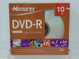 Memorex 10 PK DVD-R Recordable Blank Discs Pack 16X 4.7GB 120 MIN  - £15.81 GBP