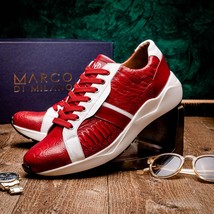 Lyon Genuine Ostrich and Calfskin Fashion Sneaker Red / White image 10