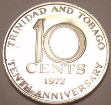 Trinidad &amp; Tobago 10 Cents, 1972 Cameo Proof~10th Anniversary of Independence~FS - £3.82 GBP