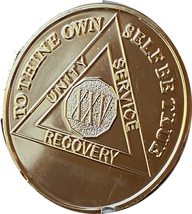 25 Year AA Medallion Large 1.5 Inch 22K Gold Plated Sobriety Chip XXV - £7.13 GBP