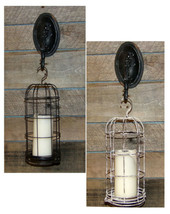 Hanging Candle Lantern Black Rustic White Candle Lantern Holder Stand Display  - £22.10 GBP