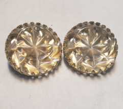 Vintage Antique Coro 1930 Clear Acrylic Button Clip on Earrings - €41,06 EUR