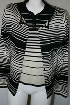August Silk Knit Womens Sweater Twinset Striped Black White Size M - £27.64 GBP