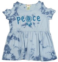 Kandy Kiss Big Girls (7-16) Peace Tie-Dyed Cold-Shoulder Top Blue Small - £22.03 GBP