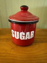 Enamel Enamelware Country Sugar Bowl/Canister. Red - $14.84