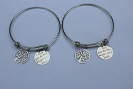 2X Charm Bracelet Bangles I Love you to Moon and Back, Tree of Life, Silver Tone - $9.90