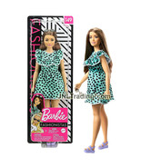 Year 2019 Fashionistas 12&quot; Doll #149 Curvy Caucasian Barbie Aqua Black D... - £23.69 GBP