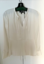 Theory Ivory Satin Texture Pleated Long Sleeve Blouse (S) NWT - £107.44 GBP