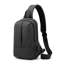 Fengdong men sling chest bag small waterproof sports bag male USB bag travel cro - £28.07 GBP