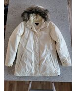 Lands' End Womens Down/Feather Hooded Jacket S 6-8 Ivory Excellent - $33.00