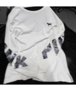 Victoria&#39;s Secret Pink Campus Open Back  Tee Shirt White Palm Graphic ME... - $23.30 CAD