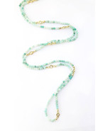 Amazonite necklace Beaded long gemstone necklace Station Green 36 inch r... - £62.22 GBP