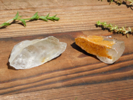 Golden Phantom Selenite Set of Two Little Crystals for Energy Healing Meditation - £11.19 GBP