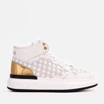The Eugene White & Gold Woven Leather High-Top Men Sneaker image 7