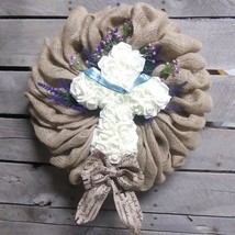 Spring Wreath with Cross, Easter Wreath, Resurrection Floral Wreath 21&quot; inch - £62.57 GBP
