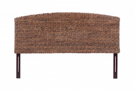 Brown Natural and Rustic Woven Banana Leaf Curved Queen Size Headboard - $784.82 CAD