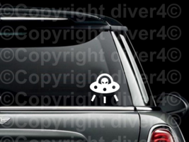 Flying Saucer with Alien UFO Car Van Window Cut Vinyl Decal Sticker US Seller - £5.27 GBP+