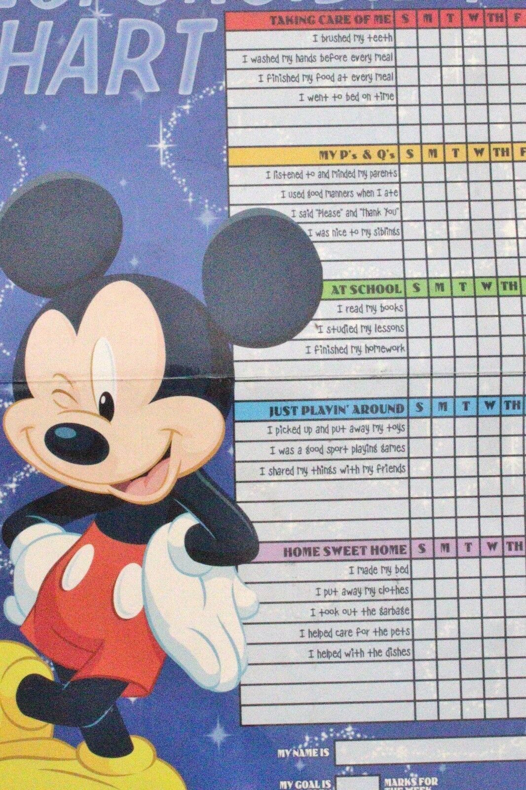 Walt Disney Mickey Mouse Children Responsibility Magnetic Dry Erase Chore Chart - Other