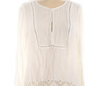 Old Navy Women Size Medium Silky White Cut out Long Sleeve Blouse - $24.73