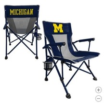 Michigan Wolverines Hard Arm Chair Blue Yellow NCAA Tailgating Camping - $98.99