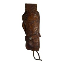 Hand Tooled Vintage Cowboy Leather Gun Holster Right Hand 22 guage For Belt - £37.36 GBP