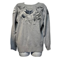 Vintage Winnie’s Gray Embellished Silk Angora LambsWool Sweater Size M - $39.59