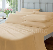15 &quot; Pocket Beige Sheet Set Egyptian Cotton Bedding 600 TC choose Size - £50.98 GBP