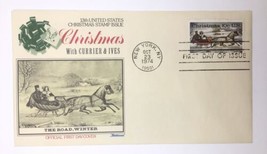 Christmas with Currier &amp; Ives The Road Winter First Day Cover 1974 Fleet... - $3.00