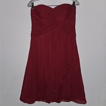 David&#39;s Bridal Strapless Red Dress Short Lined Size 6 Formal Bridesmaid Prom - £23.70 GBP