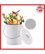 Odor-Blocking 1-Gallon White Metal Kitchen Waste Bin with Removable Inne... - $38.60