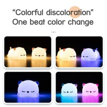 Kids USB Rechargeable Night Light Cat Touch Sensor Silicon Baby Lamp With Remote - £15.17 GBP+