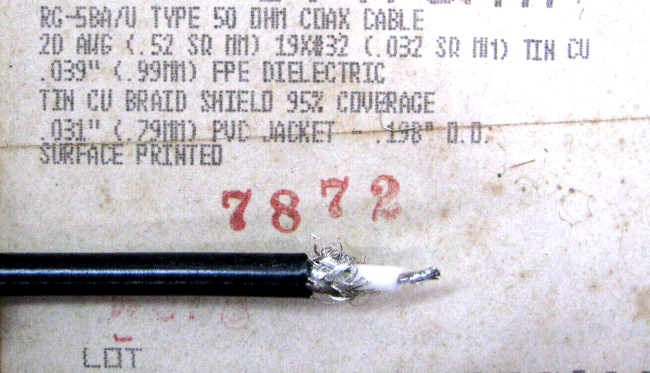 per 10 ft Belden 8219 RG58A/U 50 ohm RG58 COAX cable 20 AWG COPPER CENTE... - $9.89