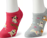 NEW Womens Dog Pattern No Show Novelty Socks Set of 2 Pr gray, pink ladi... - $5.95
