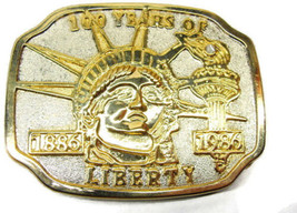 100 Years Of Liberty 1886-1986 Gold Silver Tone Belt Buckle Vintage - $29.68