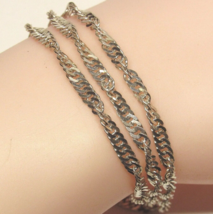 Italian Solid Sterling Silver 3 Strand Twisted Herringbone Chain Bracelet 11.2Gr - £29.03 GBP