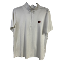 Auburn Tigers Cutter &amp; Buck Shirt Men&#39;s XXL White Mock Neck 1/4 Zip Short Sleeve - £18.67 GBP