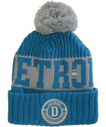 Detroit City Name Three Stripe Circular Patch Pom Beanie Winter Hat (Pow... - $25.91 CAD