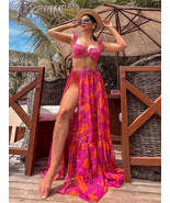 Beach Stylish And Printed Holiday Sleeveless Three-Piece Bikini Set (Top... - £40.31 GBP+