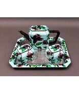 Vintage Korean .999 Fine Silver Cloisonne Enameled Floral Tea Service Set - $4,132.96 CAD