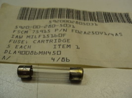 F02A250V1/4AS 1/4A 250V MIL SPEC FUSE GLASS 1.25&quot; - £3.99 GBP