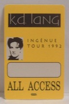 K.D. Lang - Vintage Original Ingenue Tour 1992 Cloth Tour Backstage Pass - $10.00