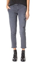 Pam &amp; Gela Twill Raw Hem Crop Pant With Lace-Up Gray Denim Jeans Sz 29 New - $55.20