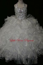 NEW* Little Rosie Girls Glitz Long Pageant Dress LR2006 WHITE 12 $550 Ru... - £325.01 GBP