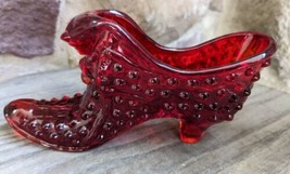 Vintage Fenton Ruby Red Cat Hobnail Shoe - £18.00 GBP