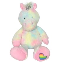 Animal Adventure Pastel Unicorn Rainbow Heart Plush Stuffed Animal 2021 23&quot; - £37.00 GBP