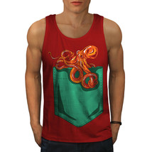 Wellcoda Octopus Pocket Mens Tank Top, Sea Animal Active Sports Shirt - $18.61+